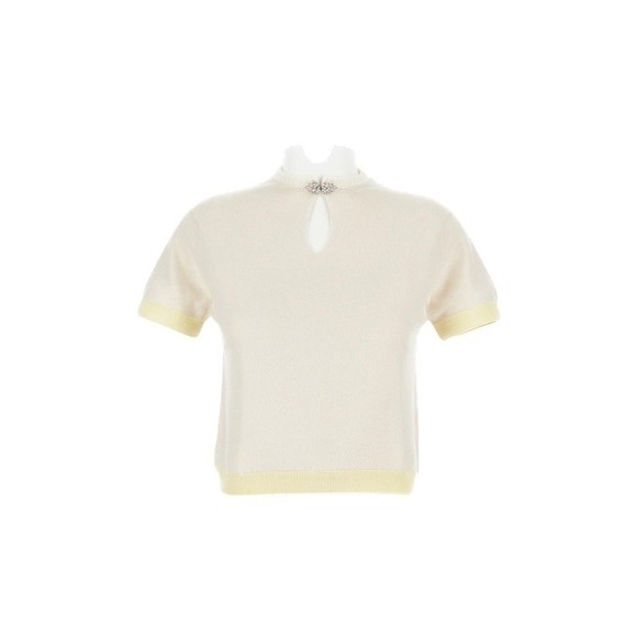 Barrie Knitted Wool Top With Rhinestone Brooch - NWT - Picture 1 of 3